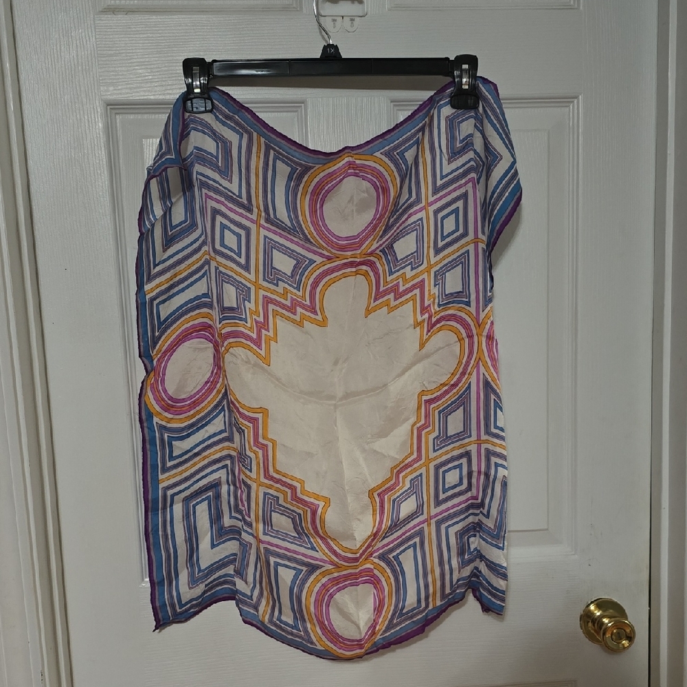 Geometric Patterned Scarf in Blue and Purple